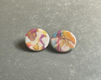Handmade Polymer Clay Ohrstecker | Blattgold Titan Beiträge