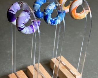 AURA | Statement Earrings, Lightweight Polymer Clay, Titanium Earring Posts, Tie Dye Jewelry | Black Owned Jewelry | Latina Owned Business