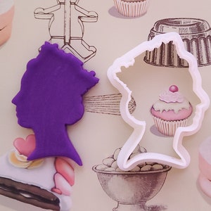 Queen cookie cutter, Queens Birthday cutter and embosser set, 3D printed image 1