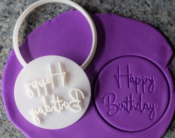 Happy Birthday Style 3 embossing cookie cutter, 3D Printed