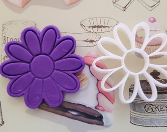 Flower cookie cutter and embosser, fondant stamp, 3D Printed