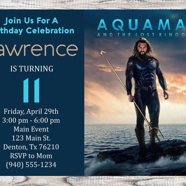 Aquaman, Kids, Birthday Invitation