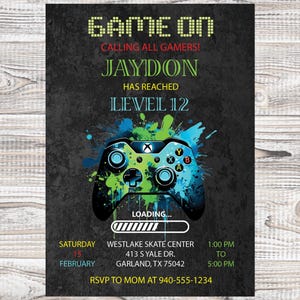 Gamer, Video Game, Kids, Teen, Birthday Invitation
