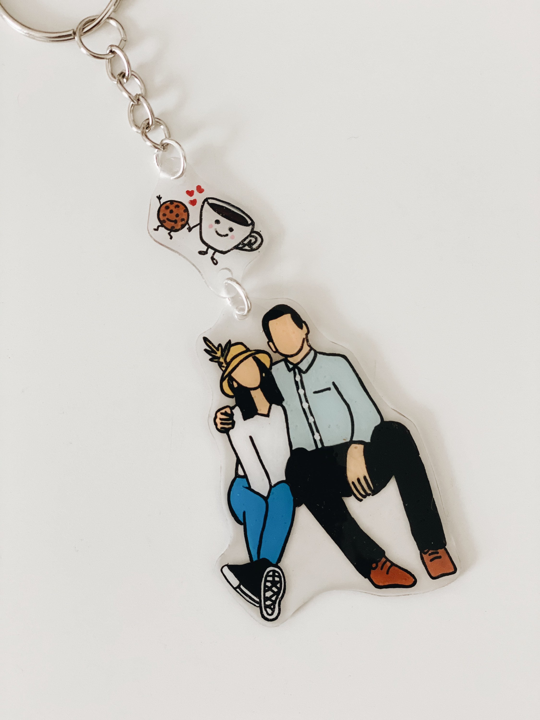 Custom Portrait Keychain - Couple Portraits, Cute Anniversary Gift, Engagement Gift, Family Memories, Pet Portraits, Personalized Gifts