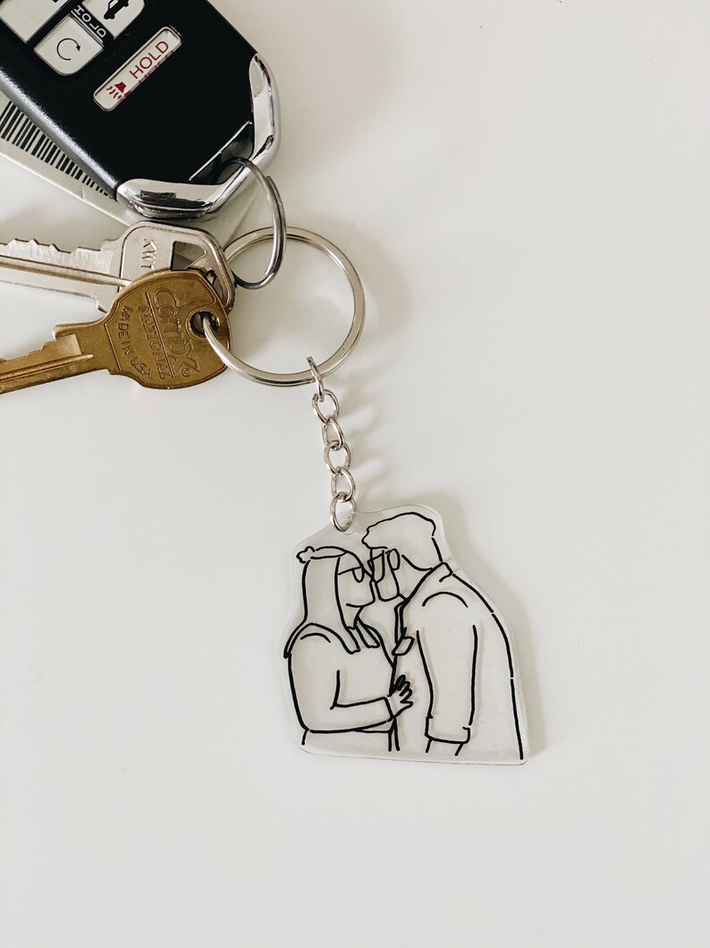 Custom Faceless Portrait Keychain OUTLINE ONLY Cute Etsy
