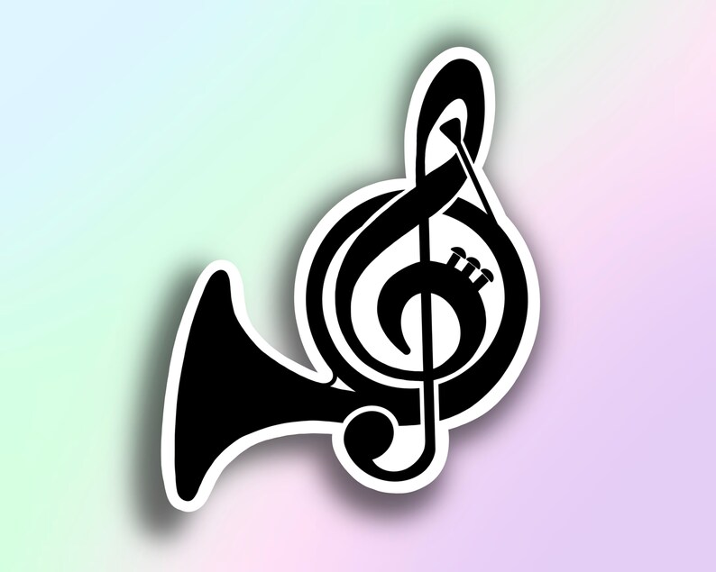 Treble Clef French Horn Sticker Horn Sticker Band Sticker Etsy