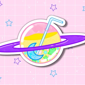 Saturn Juice Sticker | Laptop Decal | Water Bottle Sticker