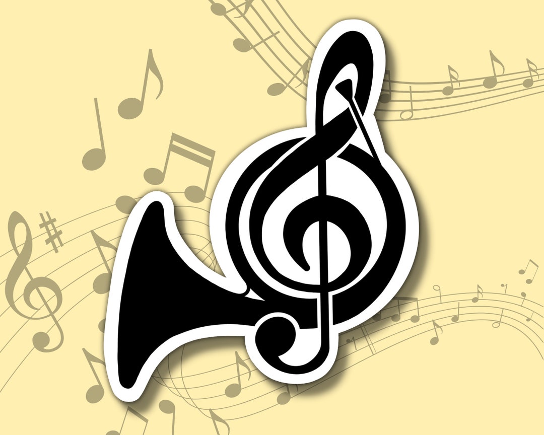 Treble Clef French Horn Sticker Horn Sticker Band Sticker Laptop Decal