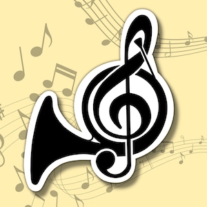 Treble Clef French Horn Sticker | Horn Sticker | Band Sticker | Laptop Decal
