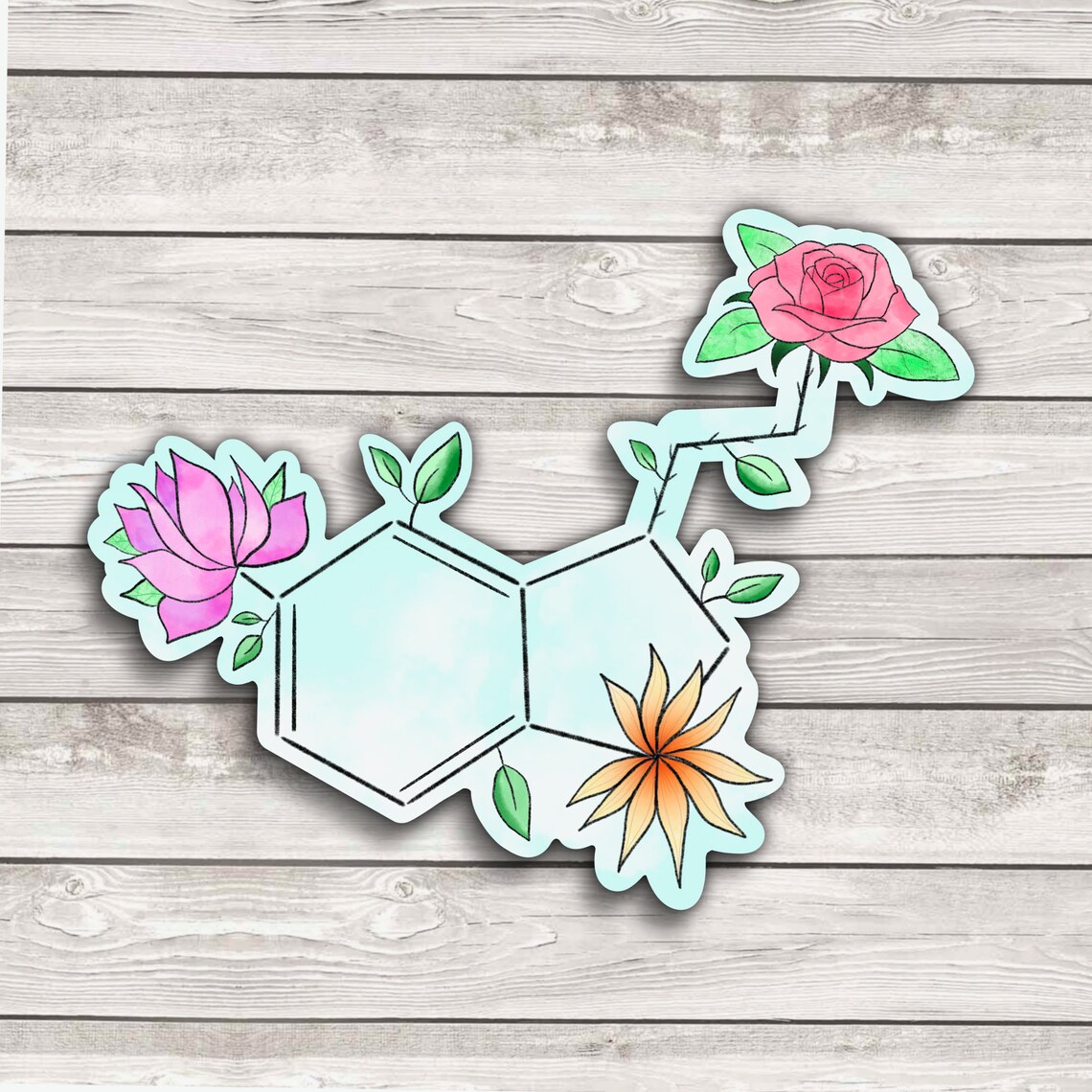 Flower Serotonin Glossy Sticker Laptop Decal Waterbottle Etsy
