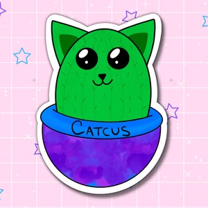 Cat Cactus sticker | Kitty Sticker | Laptop Sticker | Water Bottle Sticker