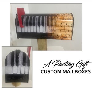 Music lover. Piano With Sheet Music Custom Mailbox.Gift for him.Gift for her. Girlfriend. Boyfriend