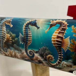 Seahorse custom mailbox, Decorating beach house gift for parents