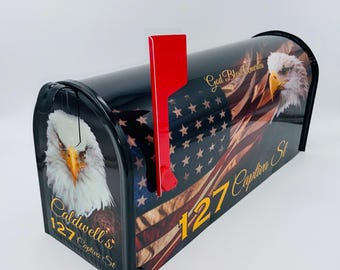 Patriotic Custom Mailbox: Bald eagle home decor
