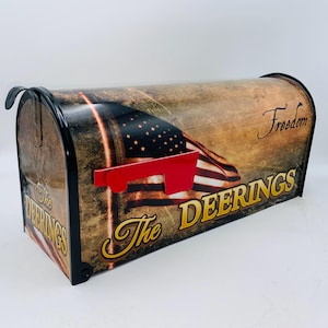 Personalized Patriotic Mailbox: American Flag, Custom Address