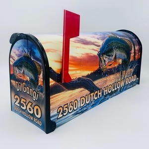 Bass fishing custom mailbox gift, Beach house decor adds curb appeal