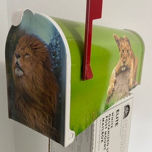 Custom Lion Mailbox: Personalized Galvanized Steel Post Mount