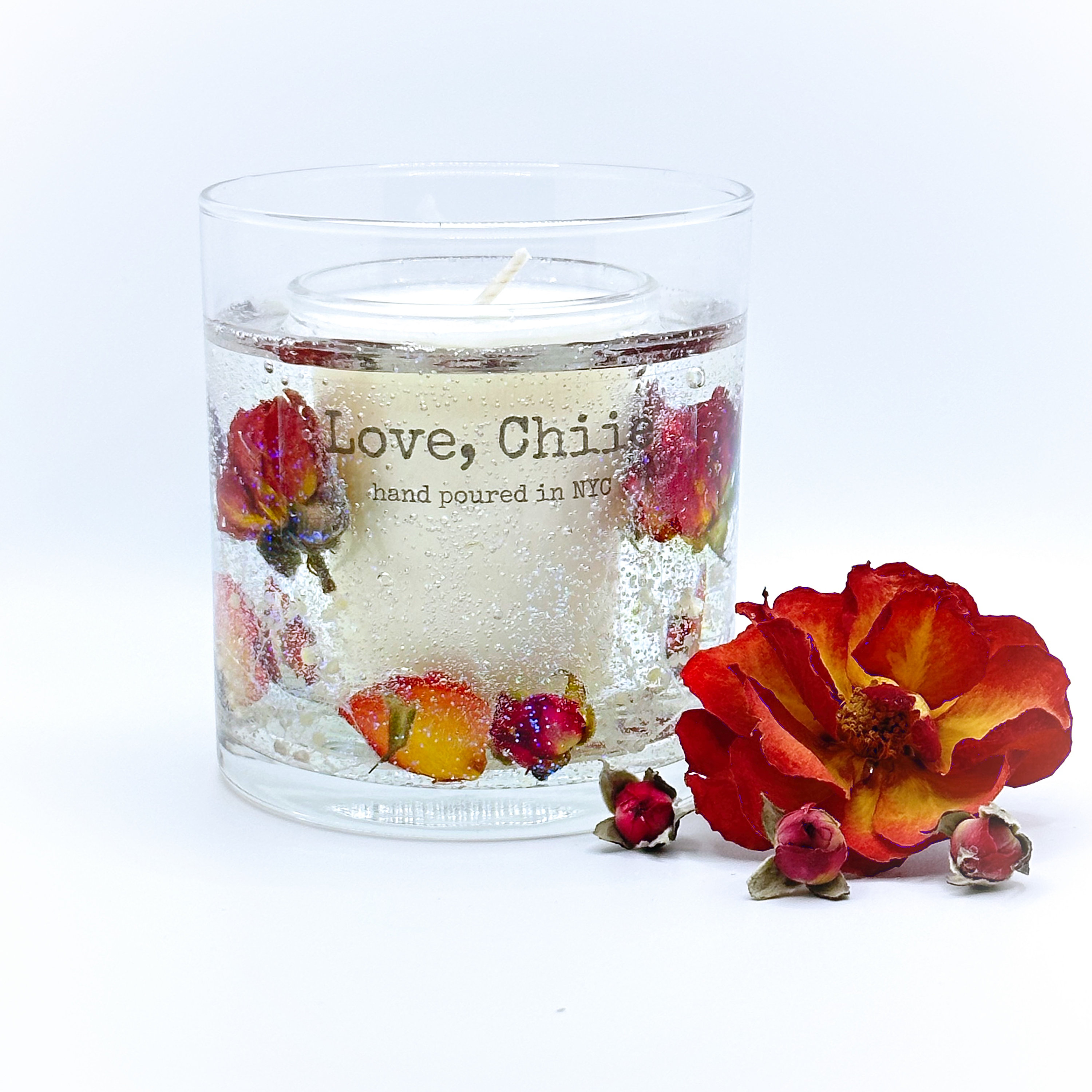 Gel Wax Candle Scented With Flowers Jelly Candle With Flowers Housewarming  Gift Center Piece Candle Tea Light Candle Holder Rose 