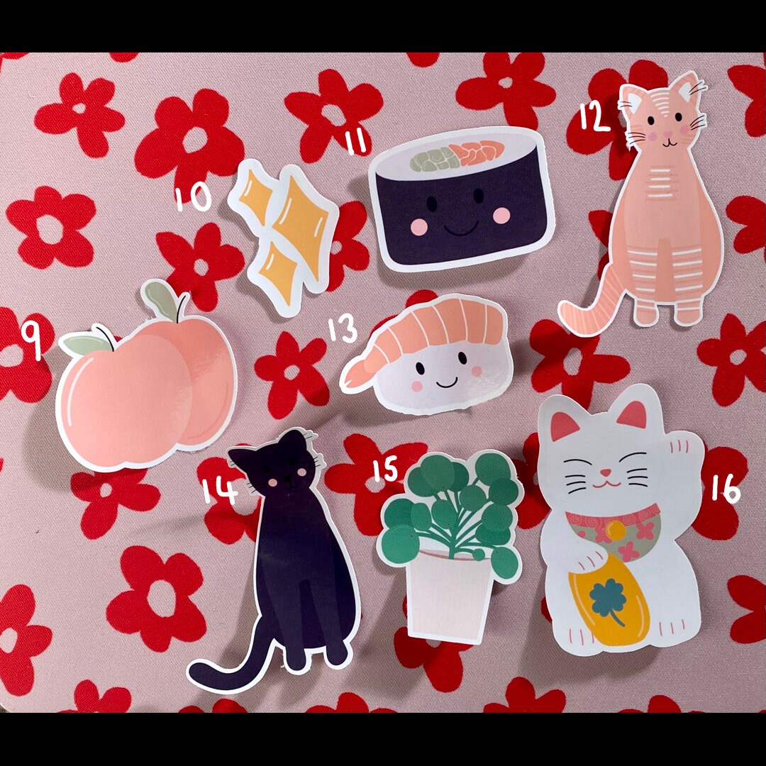 Maneki Neko Sticker Japanese Cat Stickers Cute Cat Stickers Good Luck