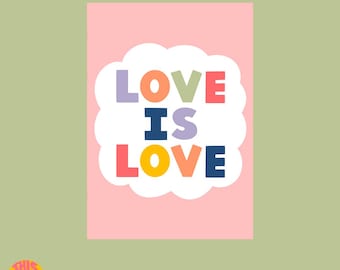 Love Is Love Card | Gay Wedding Card | Gay Card | Lesbian Wedding Card | Pride Card | Coming Out Card | Celebrating Lovely You Card