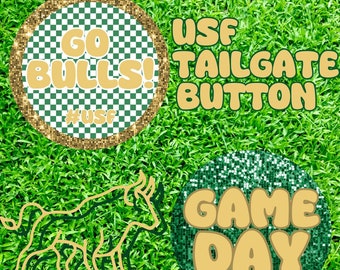 USF Tailgate Buttons, USF Spirit Buttons, Game Day Buttons, USF Football Tailgate, Go Bulls
