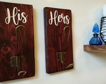 His Hers Towel Hooks | Bathroom Décor | Towel Hook | Rustic Décor