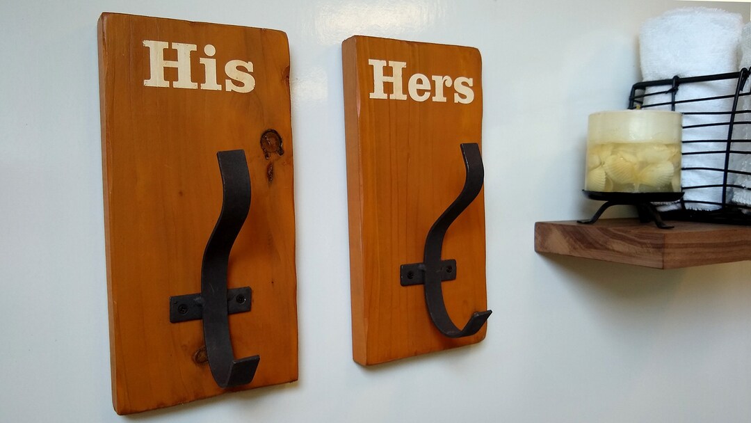His Hers Towel Hooks Bathroom Décor Towel Hook Wall Etsy UK