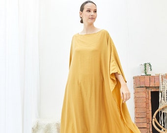 Bequemes Gold Seide Japan Kaftan Kleid, Frauen Übergröße, Abend Pyjama, Brautjungfern Loungewear Kleid, Mutterschaft Nighty Kaftan, Sommer Kaftan