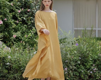 Licht Gold Paris Seide Kaftan Kleid Kaftan Vintage Frauen Pyjamas Plus Größe Brautjungfer Kleid Kaftan, Loungewear, Umstandskleid, Geschenke für Mutter