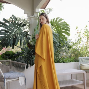 Bright Gold Caftan Lady Paris Silk Contemporary Soft Summer Kaftan Resort Wear Boho Maxi Dress Gown Mom Gifts Cruise kaftan holiday Classic image 7
