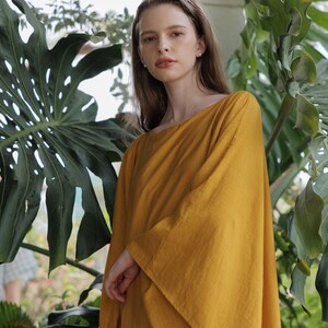 Bright Gold Caftan Lady Paris Silk Contemporary Soft Summer Kaftan Resort Wear Boho Maxi Dress Gown Mom Gifts Cruise kaftan holiday Classic image 5