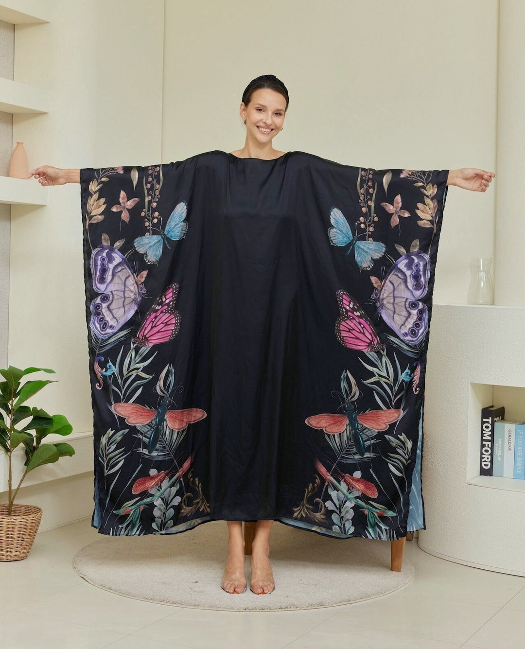 Caftano Con Frange Di Paillettes Donna, Nero | Milano - Foto 7