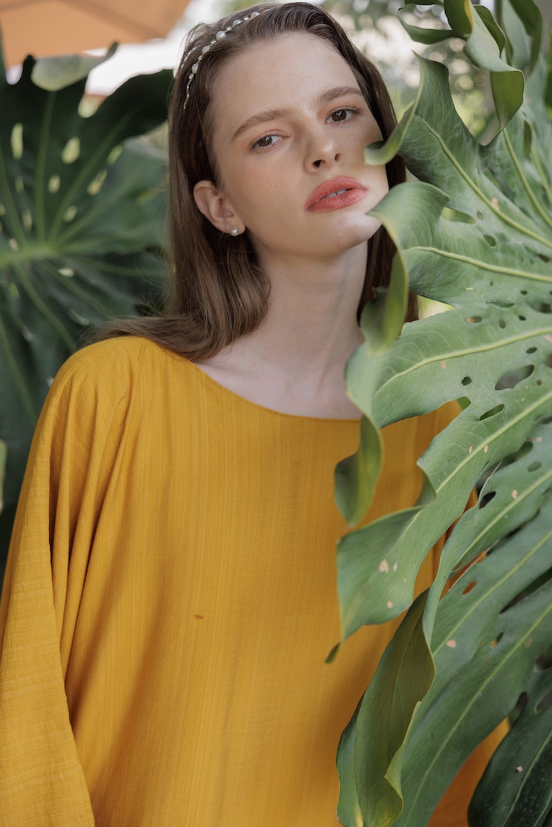 Bright Gold Caftan Lady Paris Silk Contemporary Soft Summer Kaftan Resort Wear Boho Maxi Dress Gown Mom Gifts Cruise kaftan holiday Classic image 6