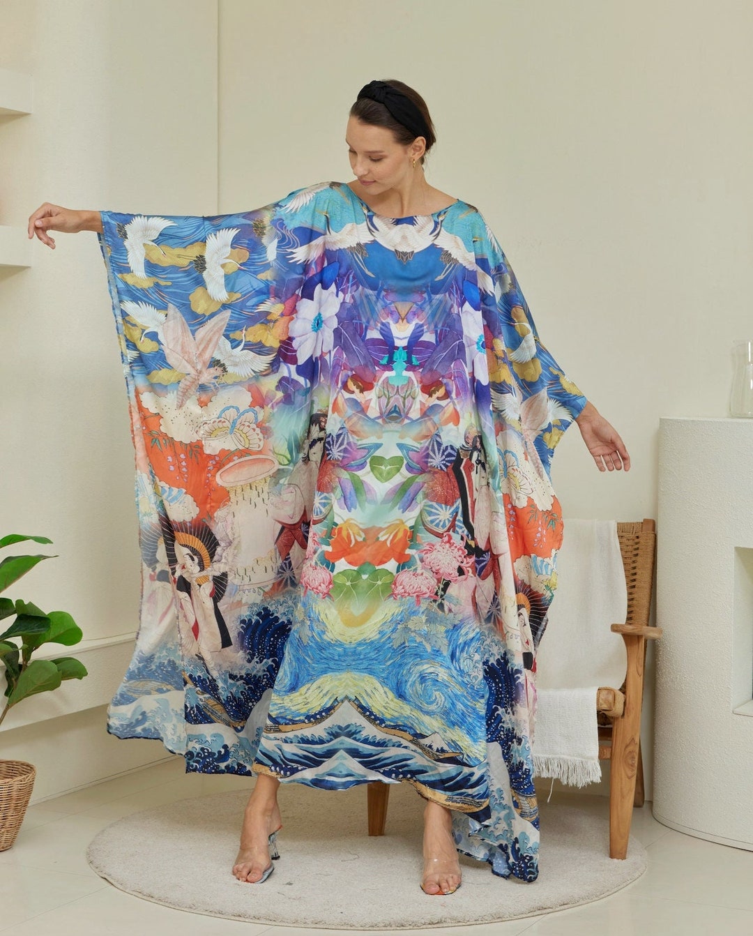 Silk Chiffon Cosima Kaftan WHALE main image 1