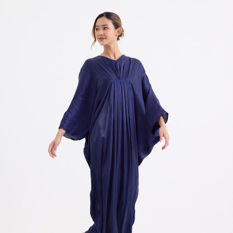 Women Navy Blue Floral Printed Kaftan