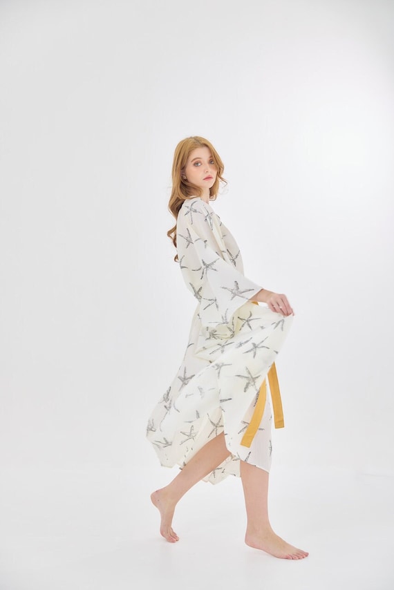 Fairy Premium Star Fish Abstract White Silk Hidden Hole for Gold Rope  Kaftan Dress Summer Gown Caftan Plus Size Pool Beach Sea Coverups Gift -  Etsy