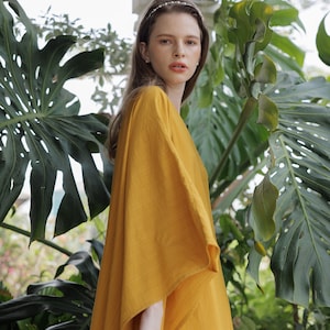 Bright Gold Caftan Lady Paris Silk Contemporary Soft Summer Kaftan Resort Wear Boho Maxi Dress Gown Mom Gifts Cruise kaftan holiday Classic image 1