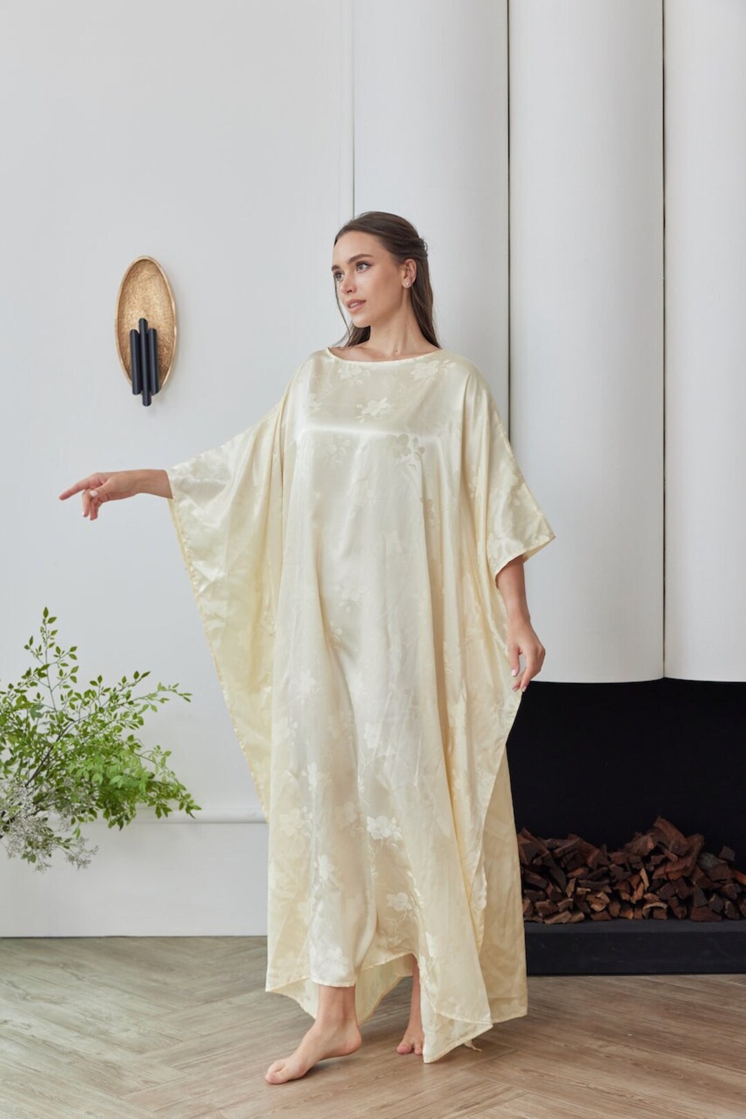 Purple Pumpkin Silk Kaftan Dress - Luxury Plus Size Cruise & Evening Wear main image 1