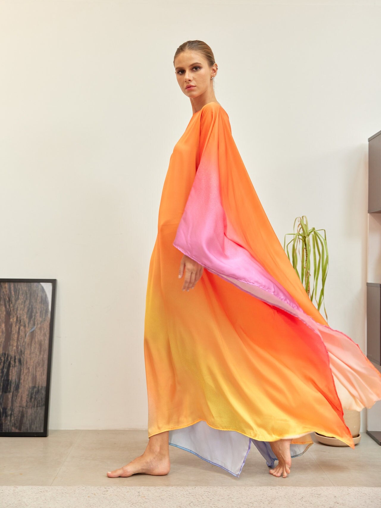 Rich Sunset Belle- 3pcs Kaftan Maxi Dress/Under Slip/Belt (New!) (2 colors!)