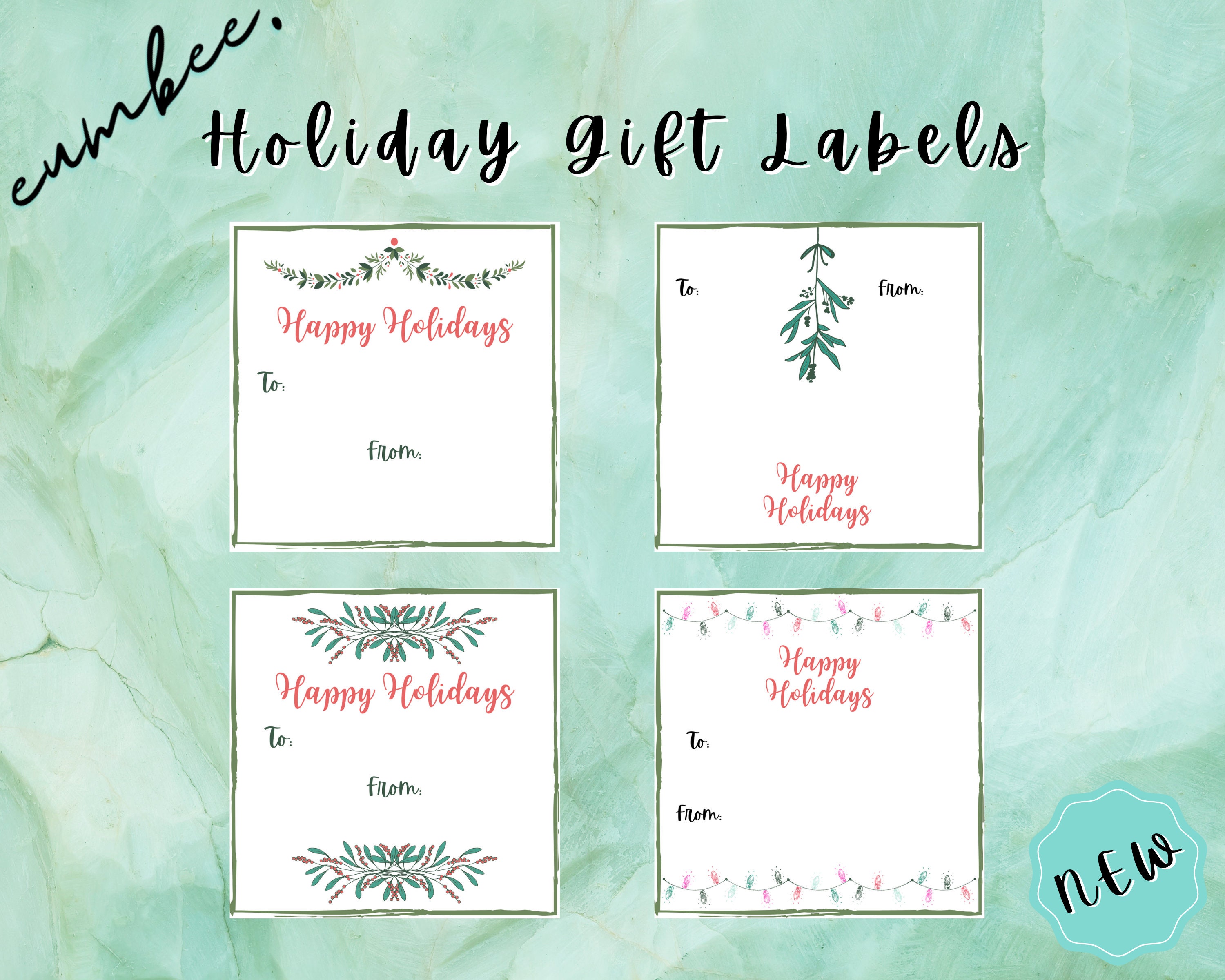 Happy Holidays Gift labels Merry Christmas Present Labels | Etsy