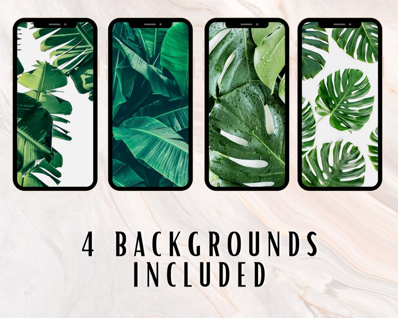 CHIC Tropical Green Aesthetics iPhone IOS 14 App Icons Pack Instant