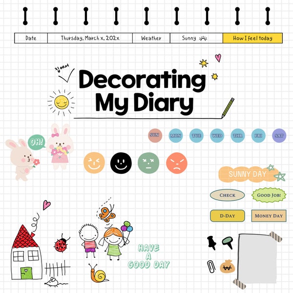 Decorating Diary / Stationery of Korea DAISO Mystery Box/Cost-Effective Special Gift Sincerity in Value For Boy, Girls, Kids or Yourself