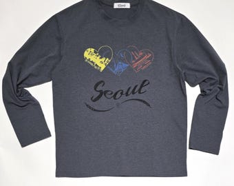 Unisex Essence of Seoul Eco-Friendly Soft Stretchy Comfortable Gray Long Sleeve T-Shirts / Soulful, Dynamic, Timeless Gift for lover