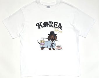 Unisex Korea YipYip Lotus Lantern Puppy Premium Comfortable Cotton 100% White Short Sleeve T-shirt / Gift for lover, Yourself, Birthday