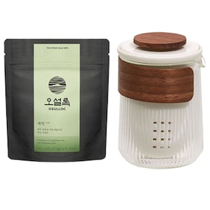 OSULLOC Jeju Island Sejak 40g y juego de tazas de té portátiles para casa de té/té verde tradicional de alta calidad