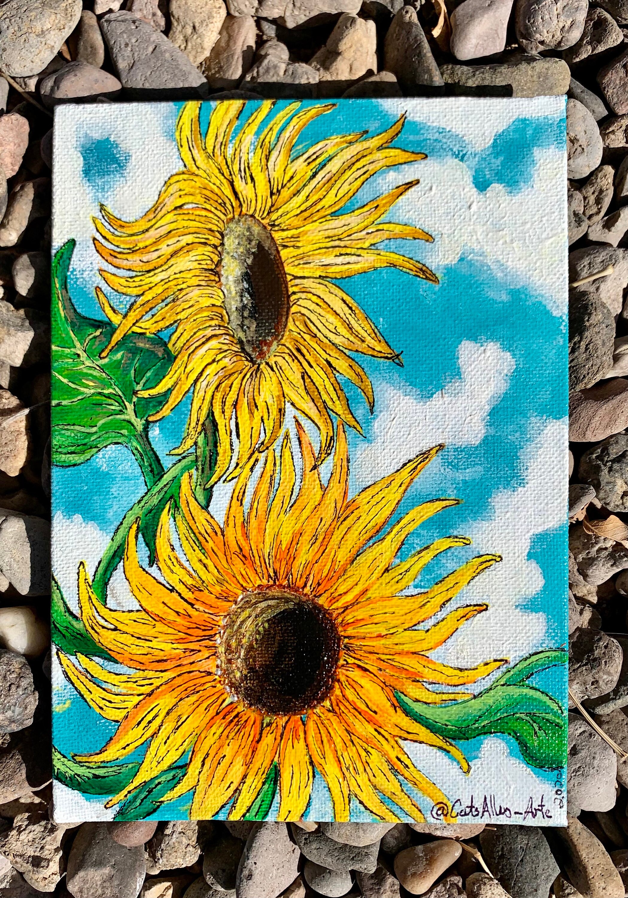 Title Dreaming of Sunflowers. Original painting Etsy