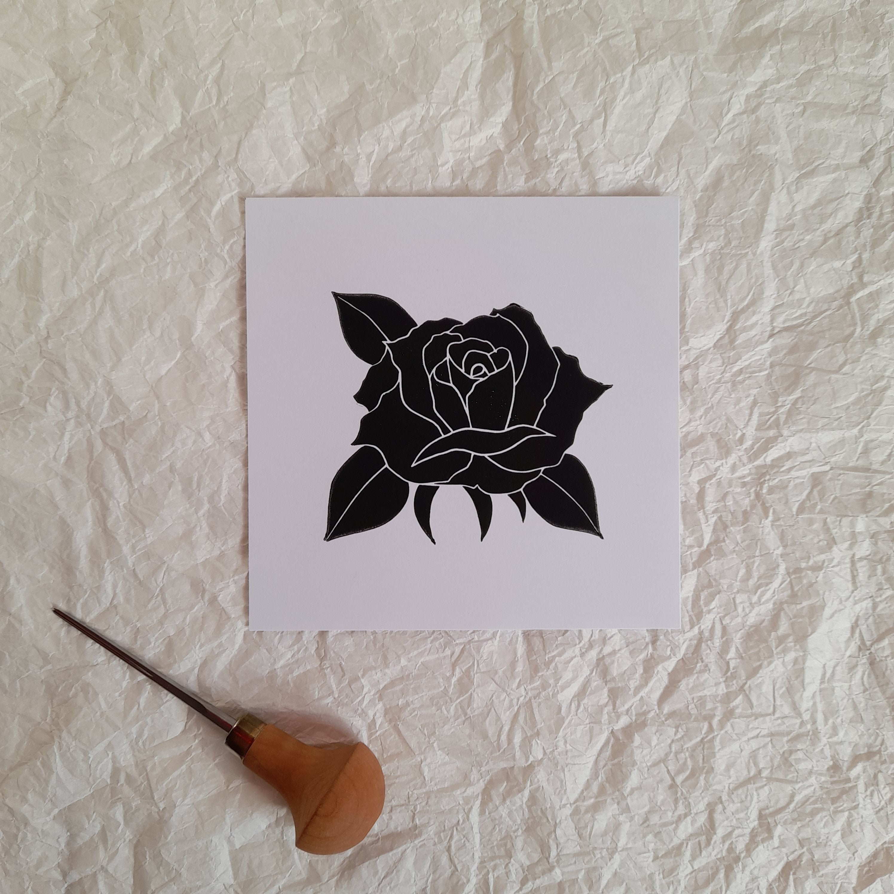 La Rose - Linogravure