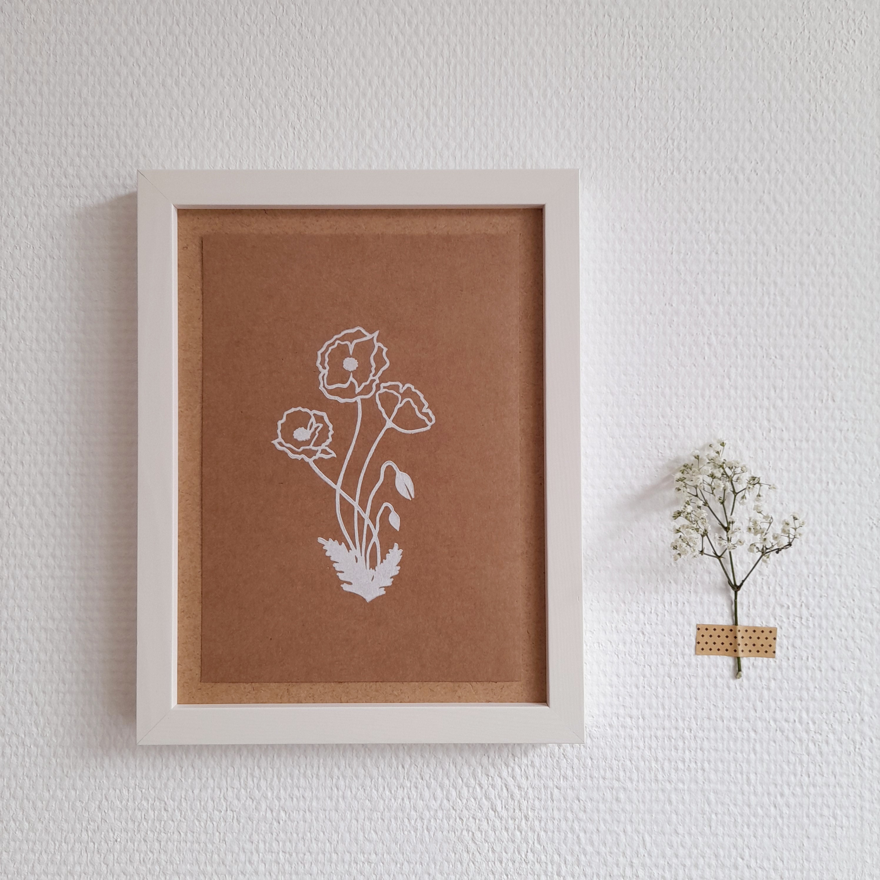 Coquelicots - Blanc & Kraft Linogravure