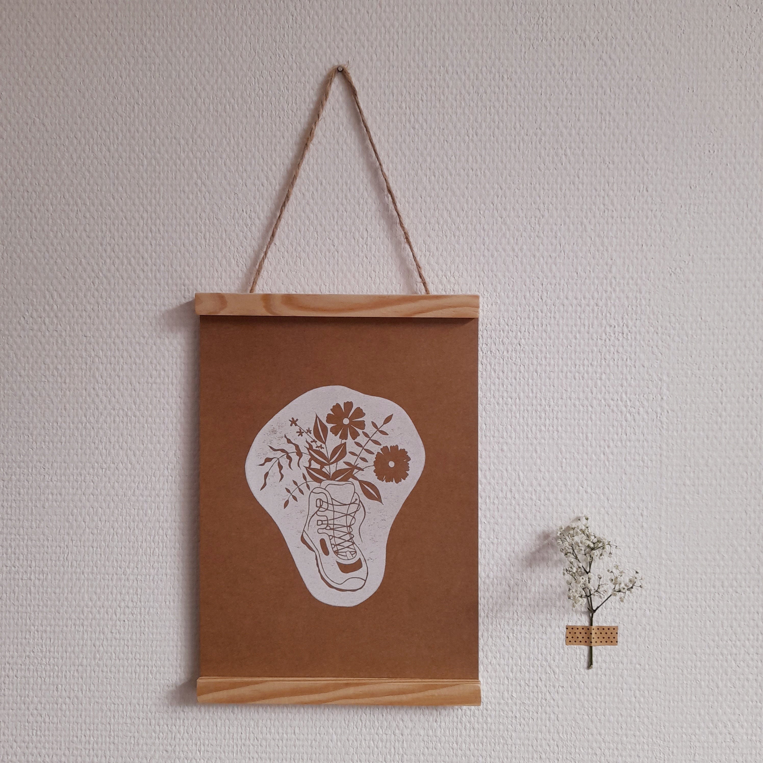 Chaussure Fleurie - Blanc & Kraft Linogravure