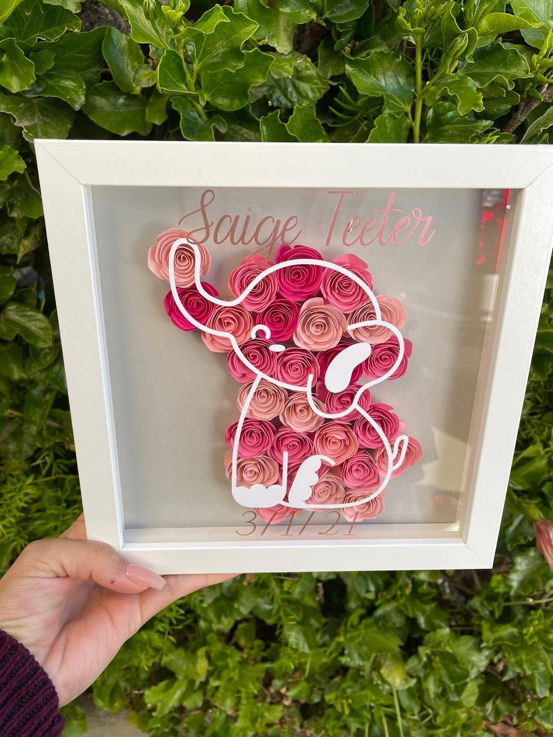 Animal Rose Shadow Box Elephant Rose Shadow Box. Baby Shower Etsy